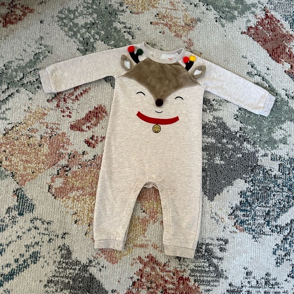 Holiday Time Adorable Reindeer Baby Jumpsuit Romper Cozy One Pc Size 18 Months - Picture 9 of 12